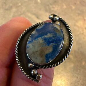Blue and Native Sterling Silver Women's Ring